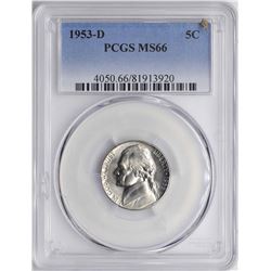 1953-D Jefferson Nickel Coin PCGS MS66