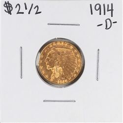 1914-D $2 1/2 Indian Head Quarter Eagle Gold Coin