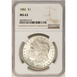 1882 $1 Morgan Silver Dollar Coin NGC MS63