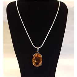 Sterling Silver 26.80ct Citrine Pendant with Chain