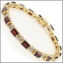 Plated 18KT Yellow Gold 12.29ctw Garnet and Diamond Bracelet