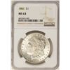 Image 1 : 1882 $1 Morgan Silver Dollar Coin NGC MS63