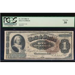 1886 $1 Martha Washington Silver Certificate PCGS 30