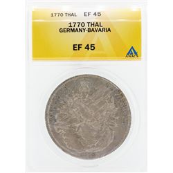 1770 Thal Germany Bavaria Coin ANACS EF45