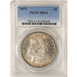 1879 $1 Morgan Silver Dollar Coin PCGS MS63 Amazing Toning