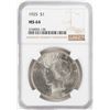 Image 1 : 1925 $1 Peace Silver Dollar Coin NGC MS64