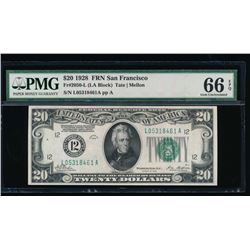 1928 $20 San Francisco Federal Reserve Note PMG 66EPQ