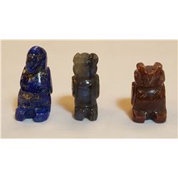 Natural 3 Piece Hand Carved Animal Figurines