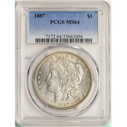 1887 $1 Morgan Silver Dollar Coin PCGS MS64