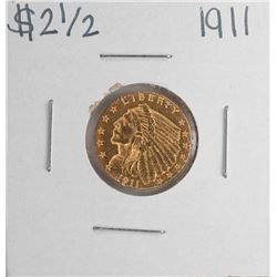 1911 $2 1/2 Indian Head Quarter Eagle Gold Coin