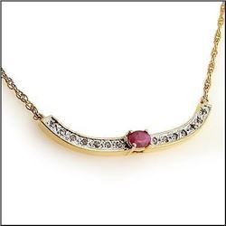 Plated 18KT Yellow Gold 1.72ct Ruby and Diamond Pendant with Chain