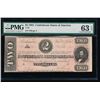 Image 1 : 1864 $2 Confederate States of America Note PMG 63EPQ