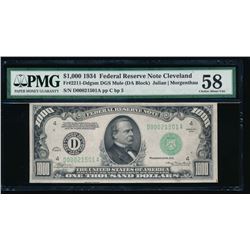 1934 $1000 Cleveland Federal Reserve Note PMG 58