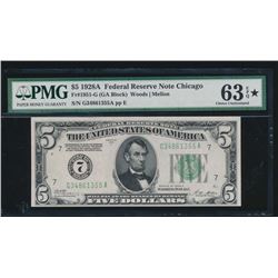 1928A $5 Chicago Federal Reserve Note PMG 63EPQ