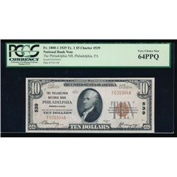 1929 $10 Philadelphia National Bank Note PCGS 64PPQ