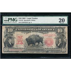 1901 $10 Bison Legal Tender Note PMG 20