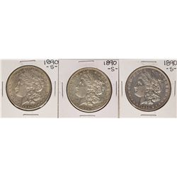 Lot of (3) 1890-S $1 Morgan Silver Dollar Coins