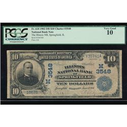 1902 $10 Springfield National Bank Note PCGS 10