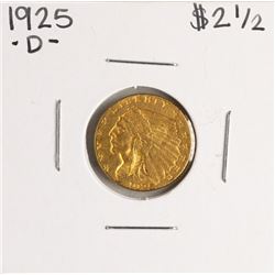 1925-D $2 1/2 Indian Head Quarter Eagle Gold Coin