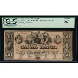 1800's $50 Canal Bank Obsolete Note PCGS 50