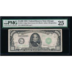 1934 $1000 Chicago Federal Reserve Note PMG 25