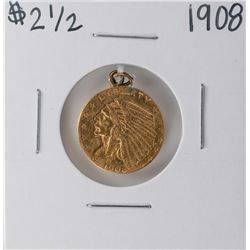 1908 $2 1/2 Indian Head Quarter Eagle Gold Coin - Ex Jewelry