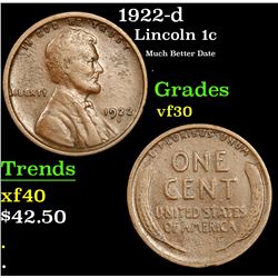 1922-d Lincoln Cent 1c Grades vf++