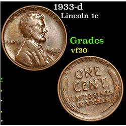 1933-d Lincoln Cent 1c Grades vf++