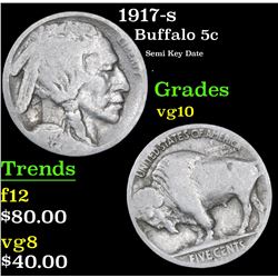 1917-s Buffalo Nickel 5c Grades vg+