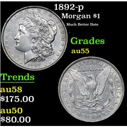 1892-p Morgan Dollar $1 Grades Choice AU