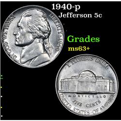1940-p Jefferson Nickel 5c Grades Select+ Unc
