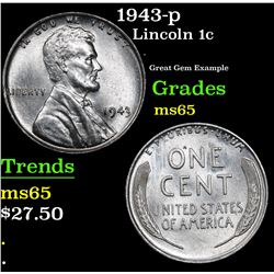 1943-p Lincoln Cent 1c Grades GEM Unc