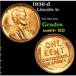 1936-d Lincoln Cent 1c Grades Choice+ Unc RD