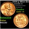 Image 1 : 1958-p Mint Error Lincoln Cent 1c Grades Choice+ Unc RB