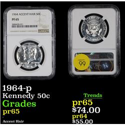 NGC 1964-p Kennedy Half Dollar 50c Graded pr65 By NGC
