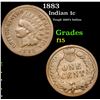Image 1 : 1883 Indian Cent 1c Grades f+