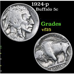 1924-p Buffalo Nickel 5c Grades vf+