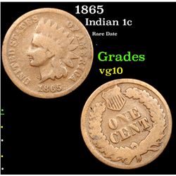 1865 Indian Cent 1c Grades vg+