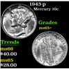 Image 1 : 1943-p Mercury Dime 10c Grades GEM+ Unc