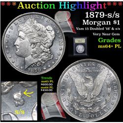 ***Auction Highlight*** 1879-s/s Morgan Dollar $1 Graded Choice Unc+ PL By USCG (fc)