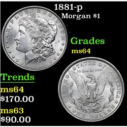 1881-p Morgan Dollar $1 Grades Choice Unc