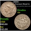 Image 1 : 1834 Coronet Head Large Cent 1c Grades f+