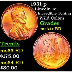 1931-p Lincoln Cent 1c Grades Choice+ Unc RD