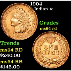 1904 Indian Cent 1c Grades Choice Unc RD