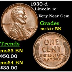 1930-d Lincoln Cent 1c Grades Choice+ Unc BN