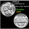 Image 1 : 1943-p Jefferson Nickel 5c Grades Choice Unc