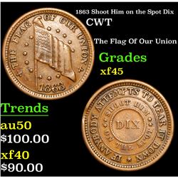 1863 Shoot Him on the Spot Dix Civil War Token 1c Grades xf+