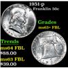 Image 1 : 1951-p Franklin Half Dollar 50c Grades Select Unc+ FBL