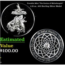 Franklin Mint "The Genius of Michelangelo" 1.35 oz. .925 Sterling Silver Medal