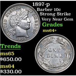 1897-p Barber Dime 10c Grades Choice+ Unc